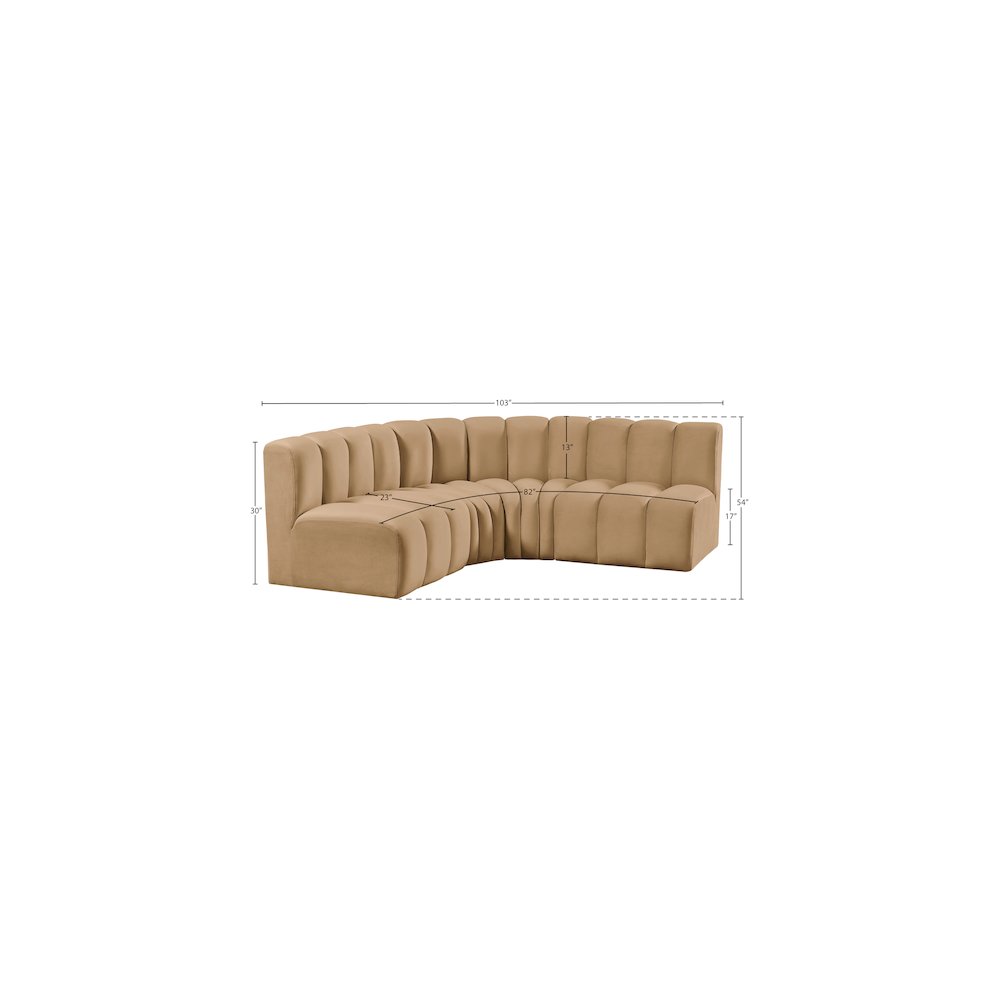 Arc Camel Velvet Modular Sofa. Picture 10
