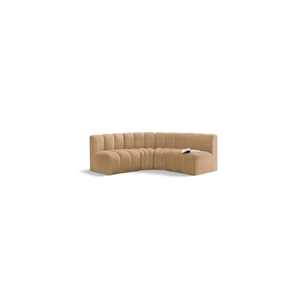 Arc Camel Velvet Modular Sofa. Picture 1