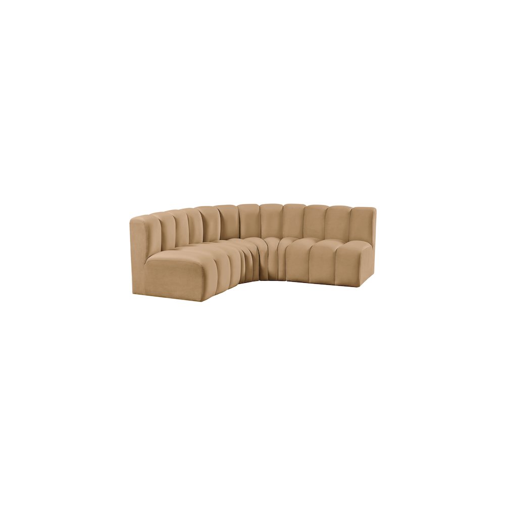 Arc Camel Velvet Modular Sofa. Picture 5