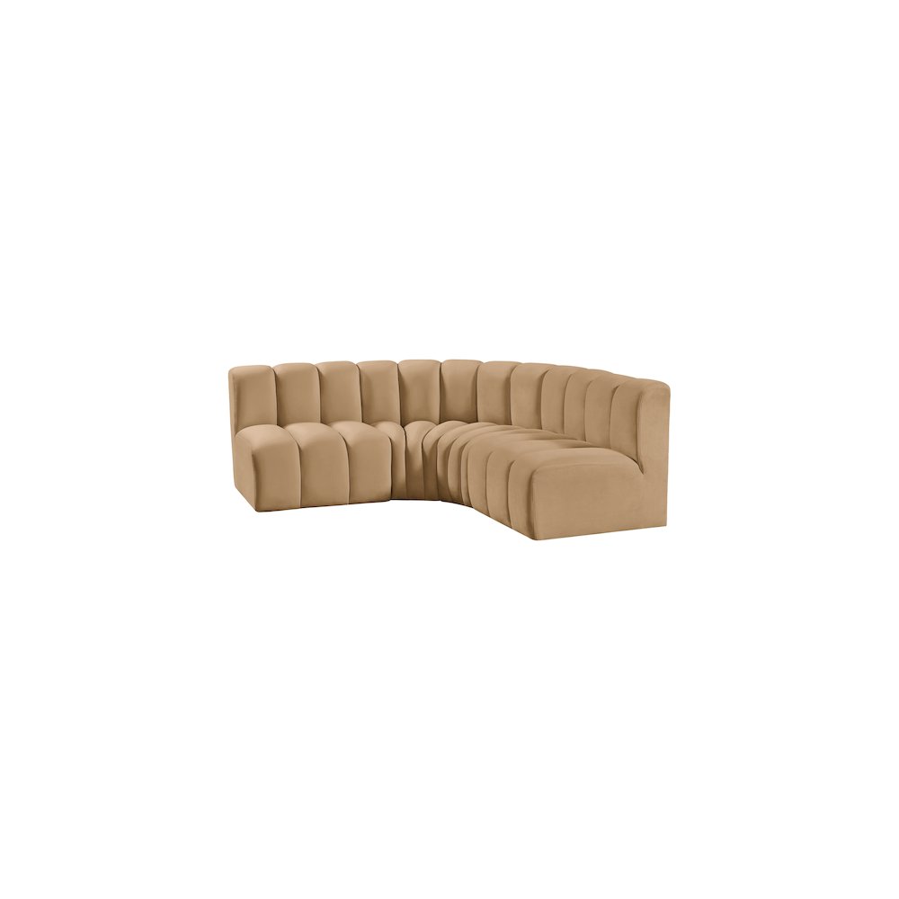Arc Camel Velvet Modular Sofa. Picture 6