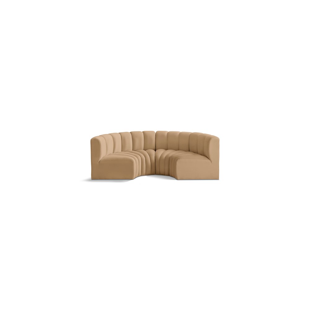 Arc Camel Velvet Modular Sofa. Picture 1