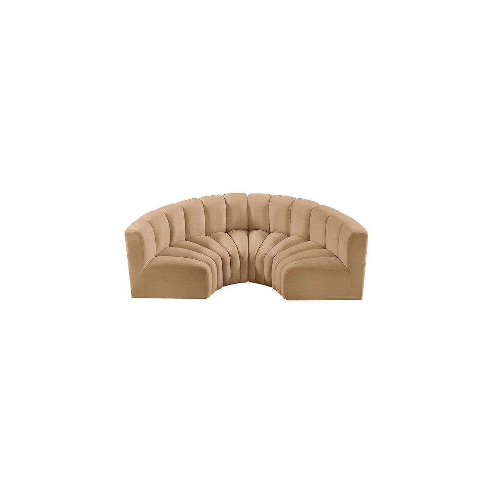 Arc Camel Velvet Modular Sofa. Picture 4