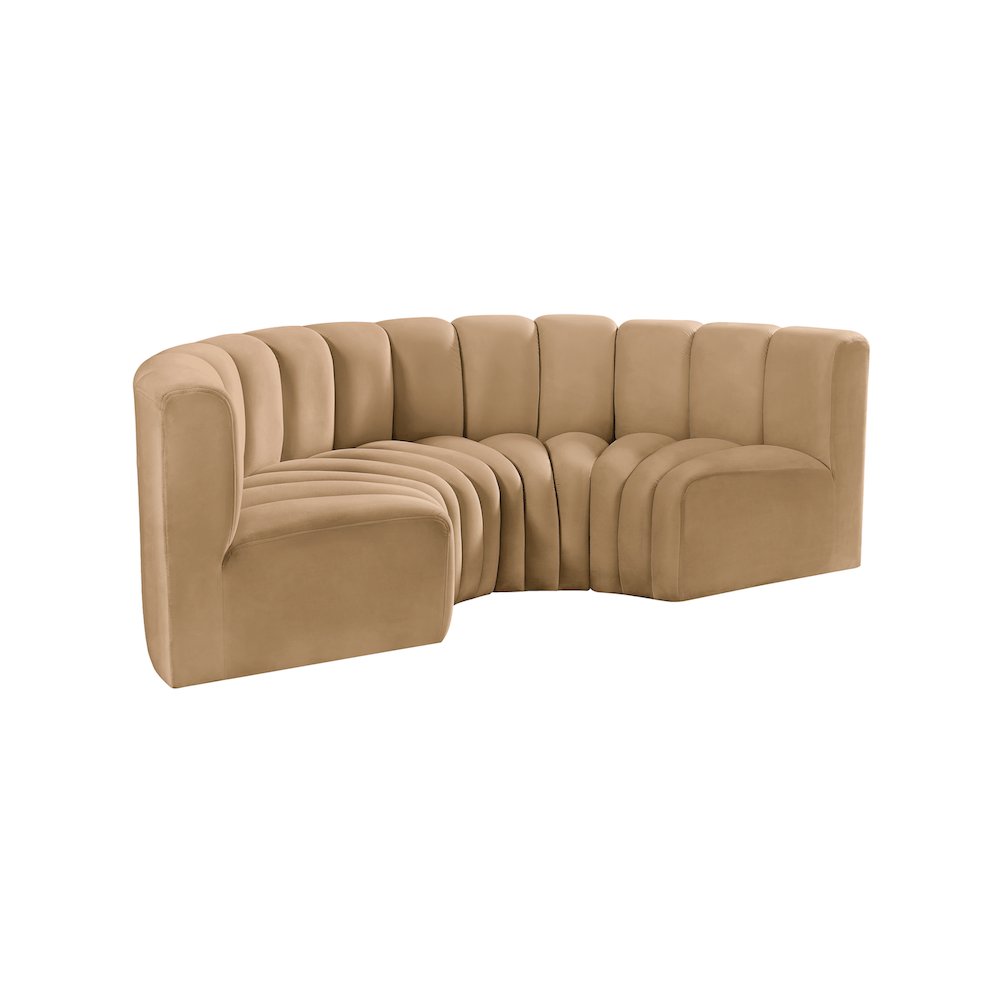 Arc Camel Velvet Modular Sofa. Picture 5