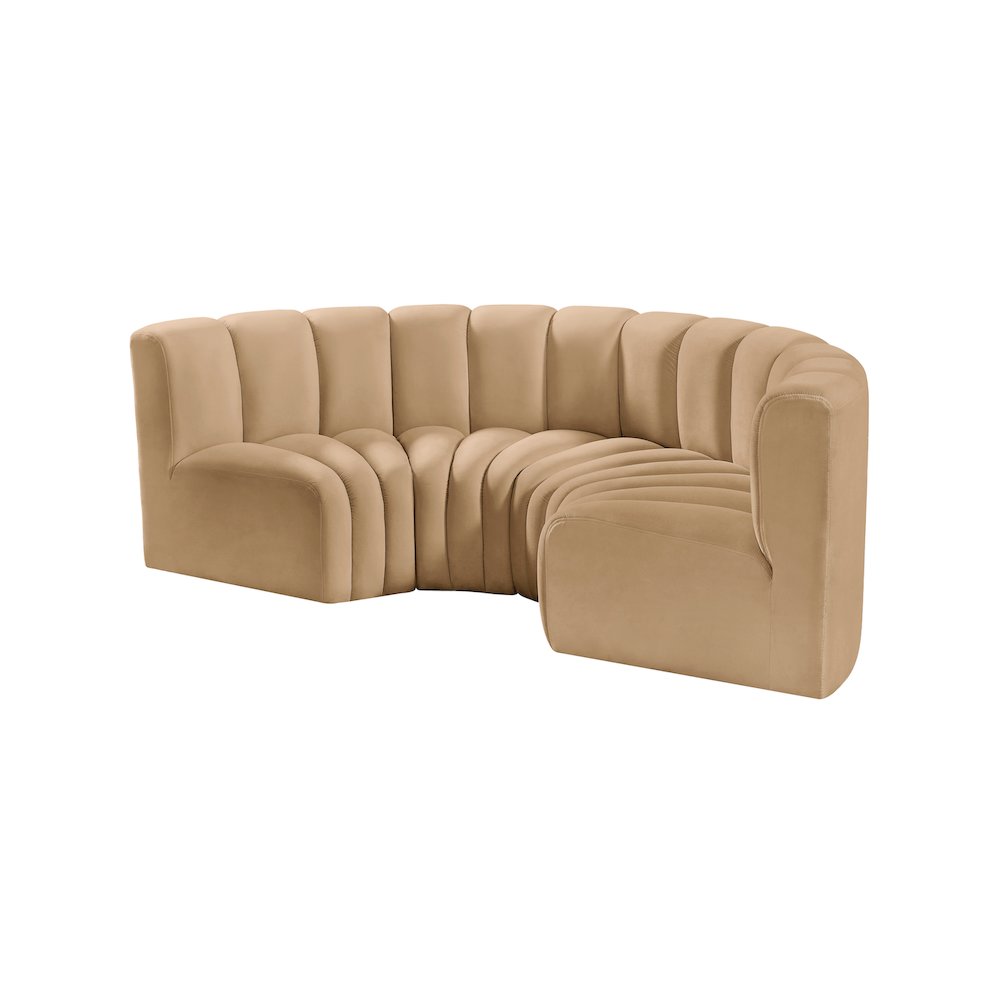 Arc Camel Velvet Modular Sofa. Picture 6