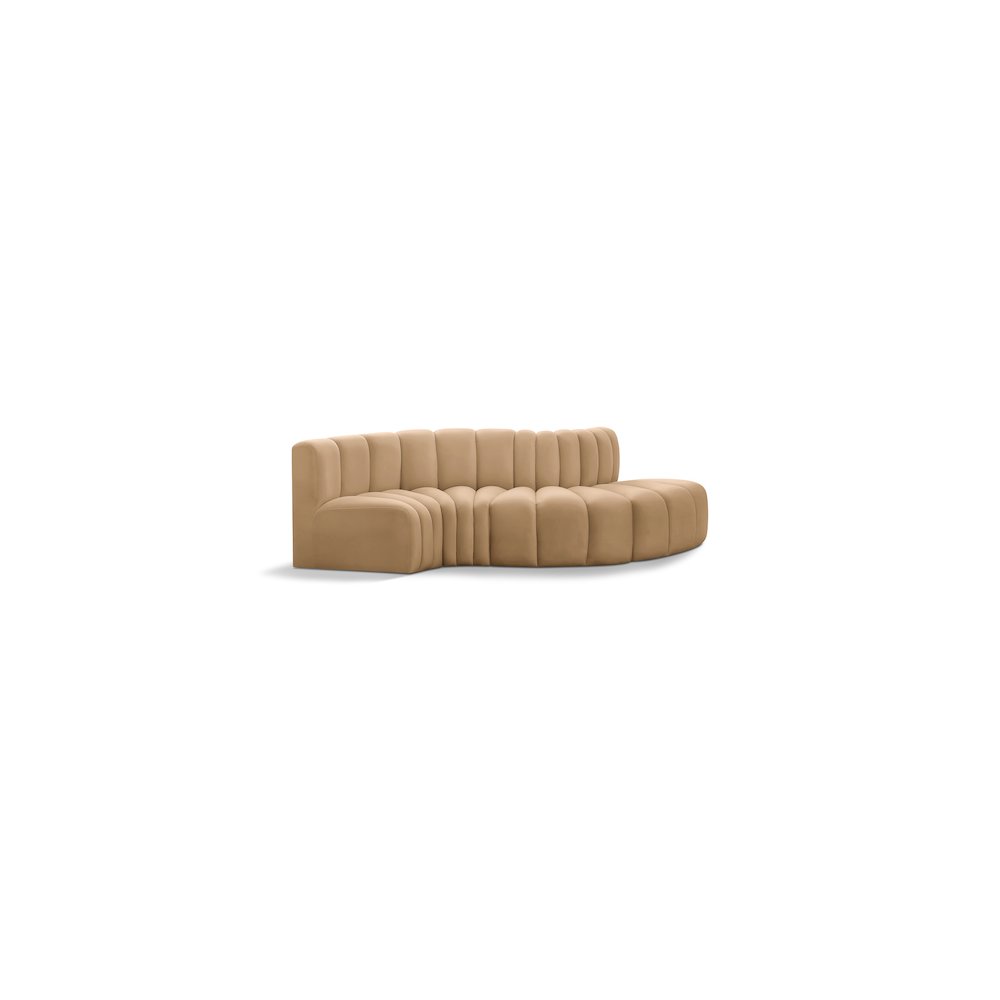 Arc Camel Velvet Modular Sofa. Picture 1