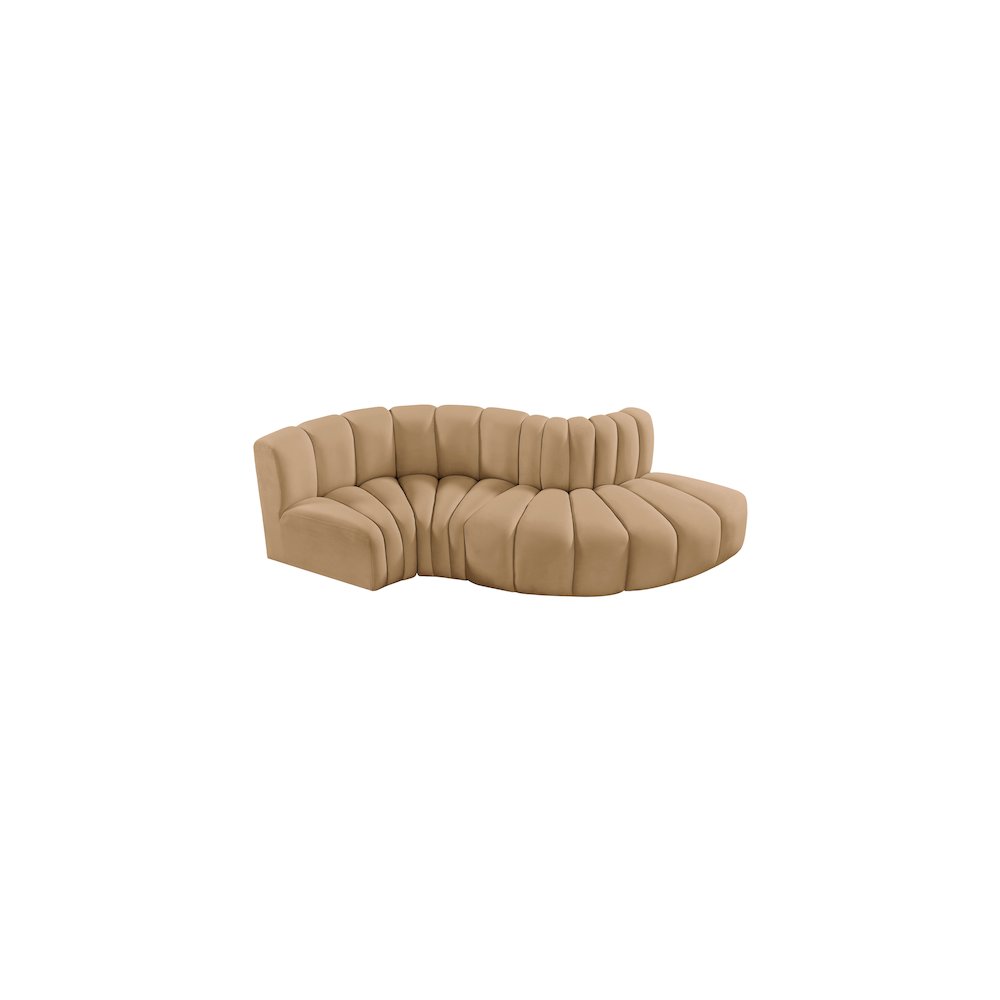 Arc Camel Velvet Modular Sofa. Picture 4