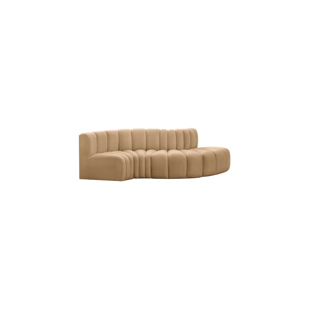 Arc Camel Velvet Modular Sofa. Picture 5
