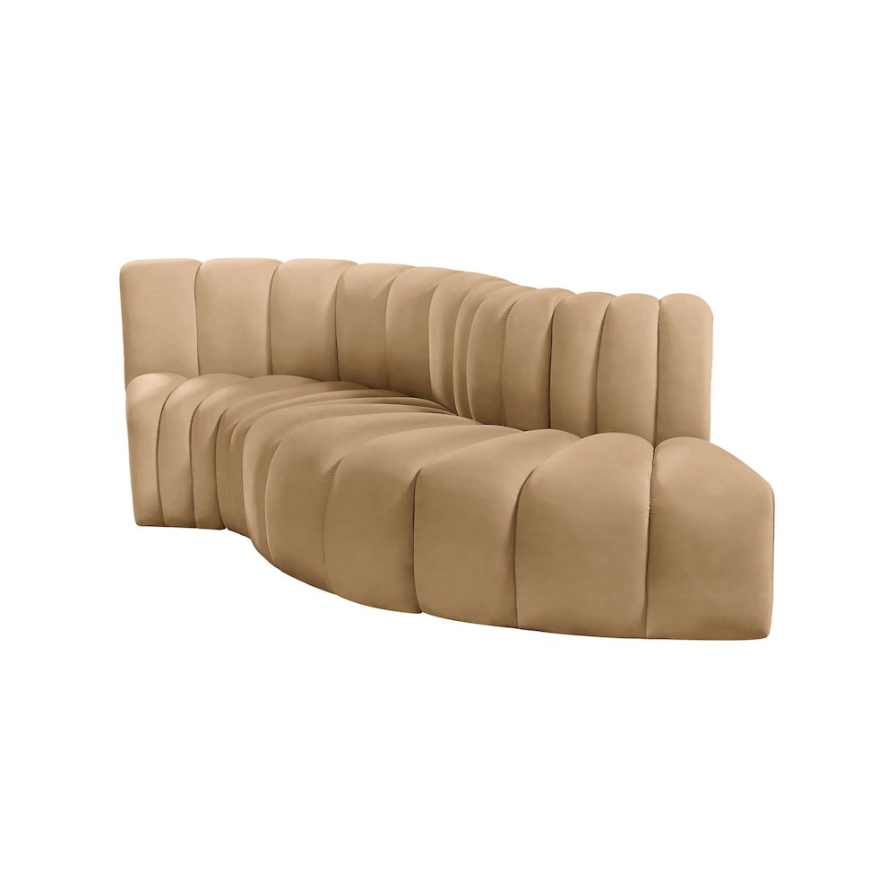 Arc Camel Velvet Modular Sofa. Picture 6