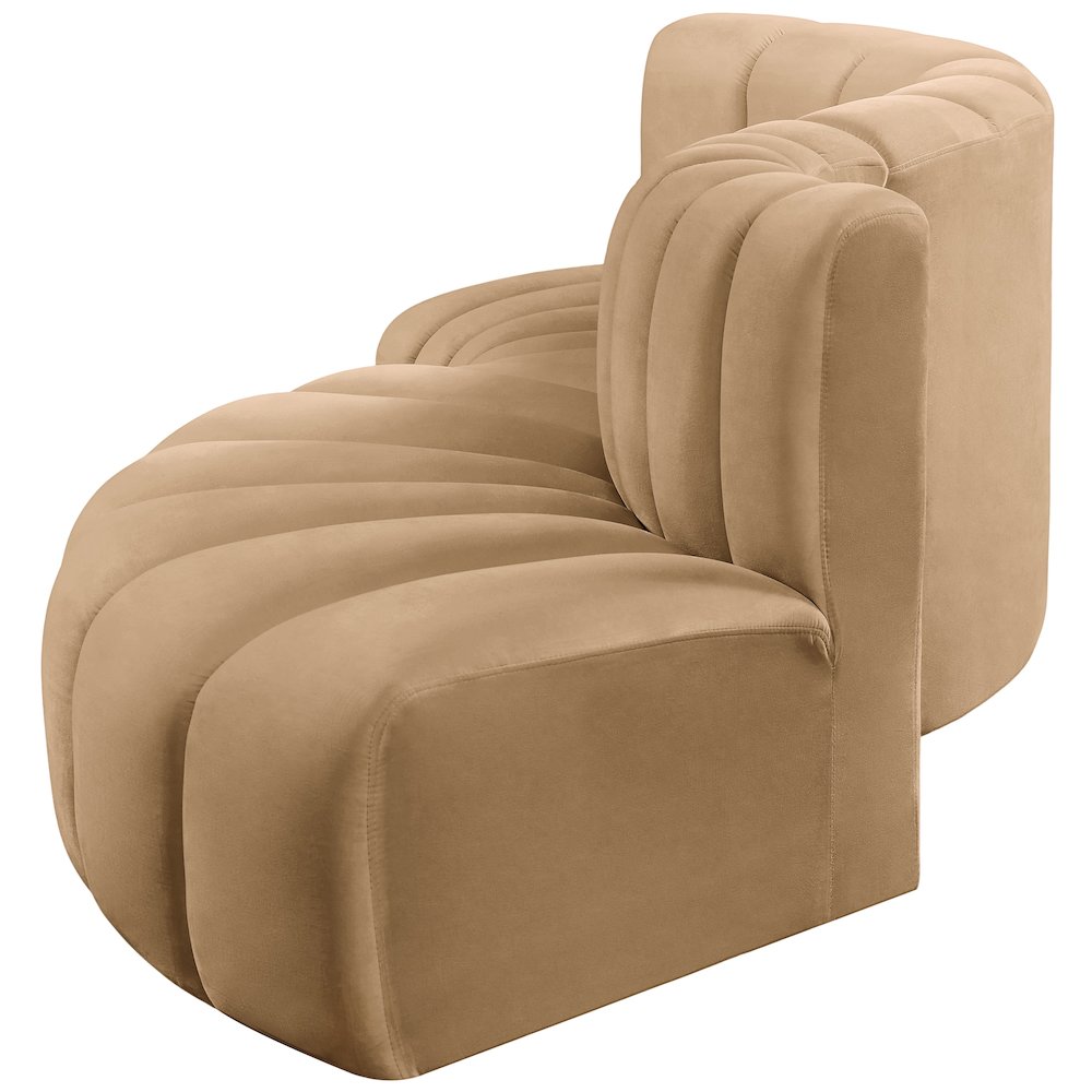 Arc Camel Velvet Modular Sofa. Picture 8
