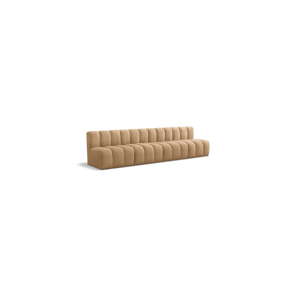 Arc Camel Velvet Modular Sofa. Picture 1