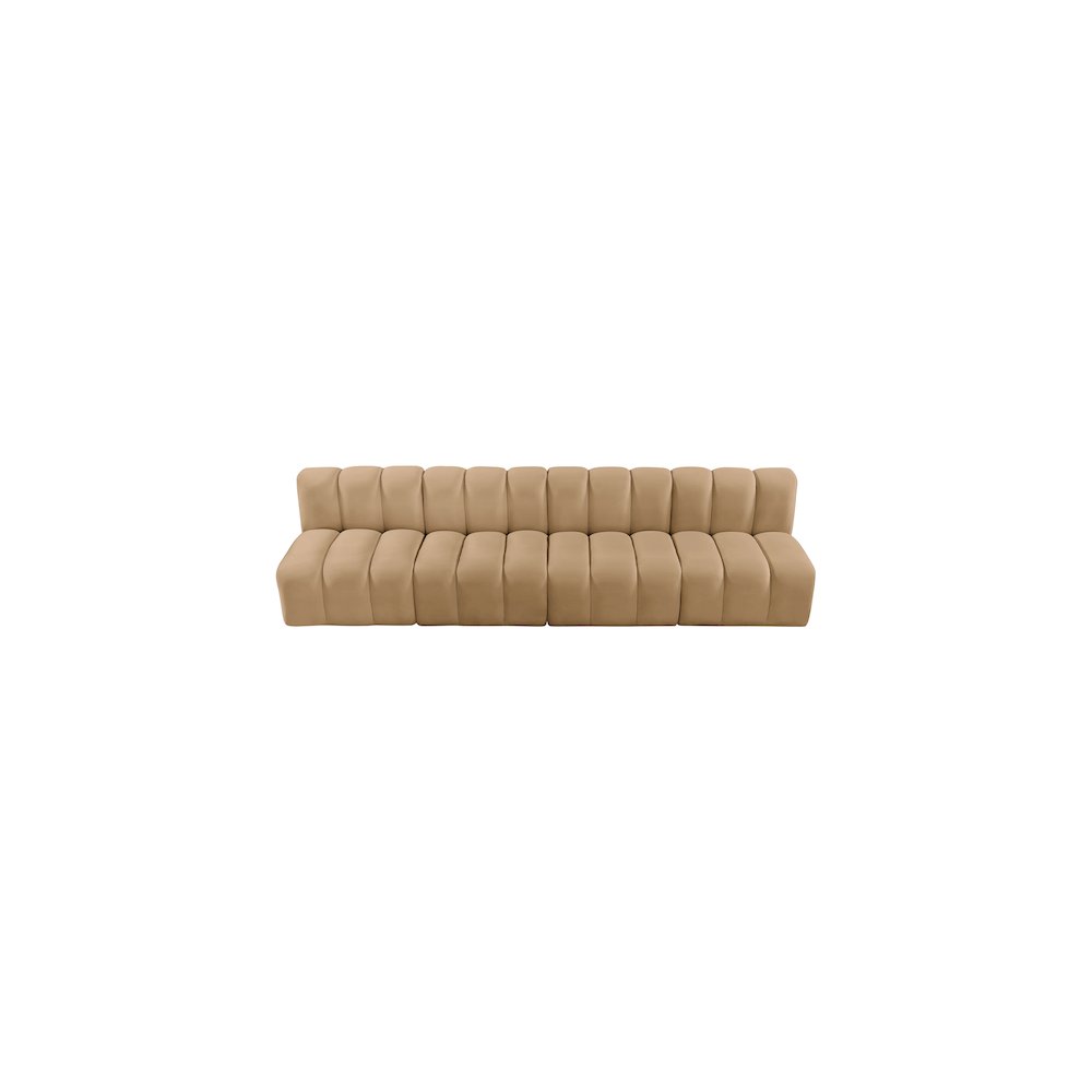 Arc Camel Velvet Modular Sofa. Picture 4