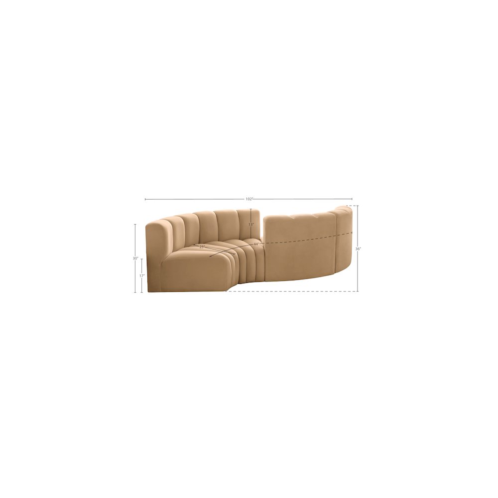 Arc Camel Velvet Modular Sofa. Picture 7
