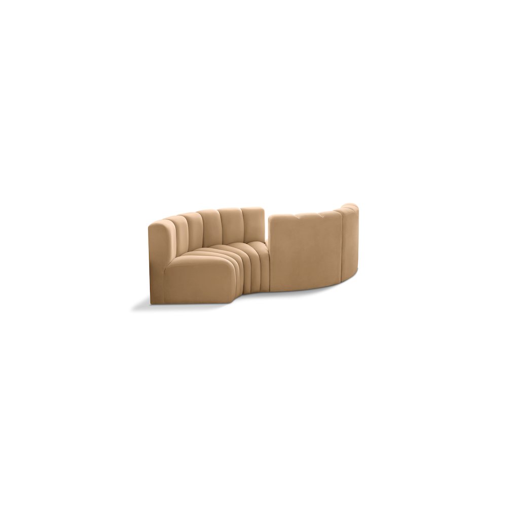Arc Camel Velvet Modular Sofa. Picture 1