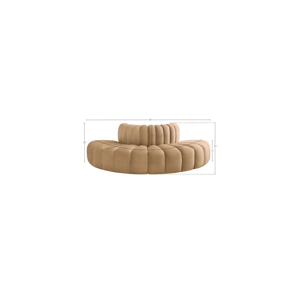 Arc Camel Velvet Modular Sofa. Picture 8