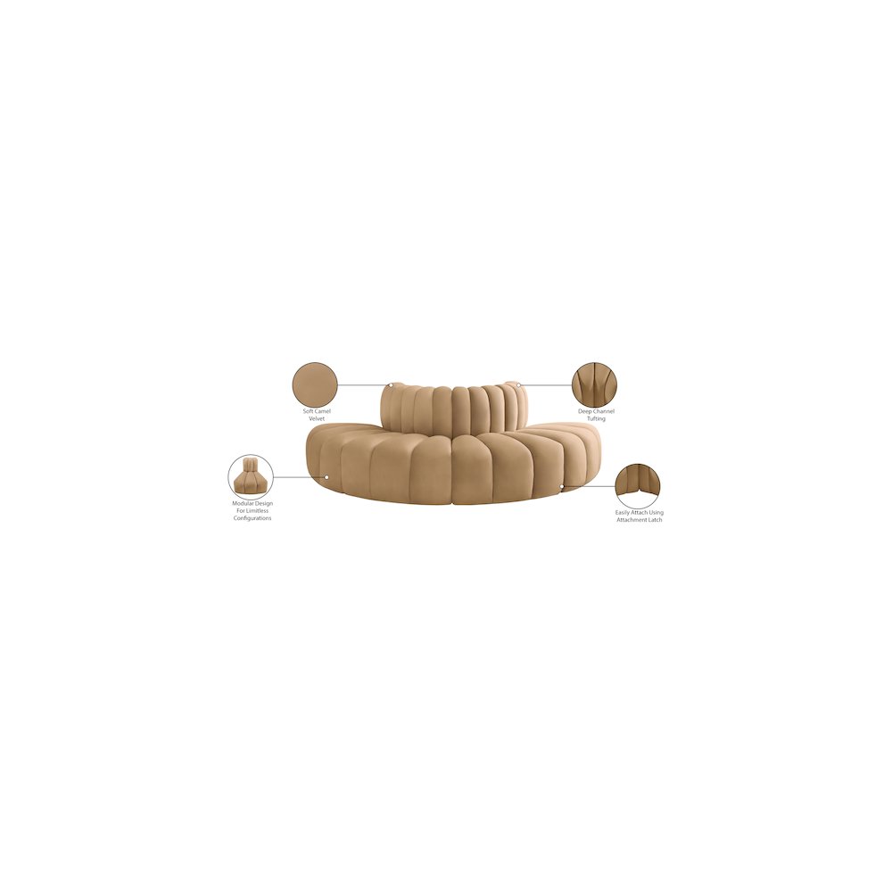 Arc Camel Velvet Modular Sofa. Picture 9