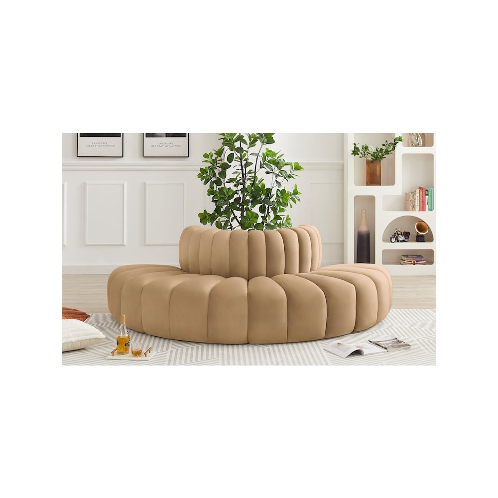 Arc Camel Velvet Modular Sofa. Picture 2