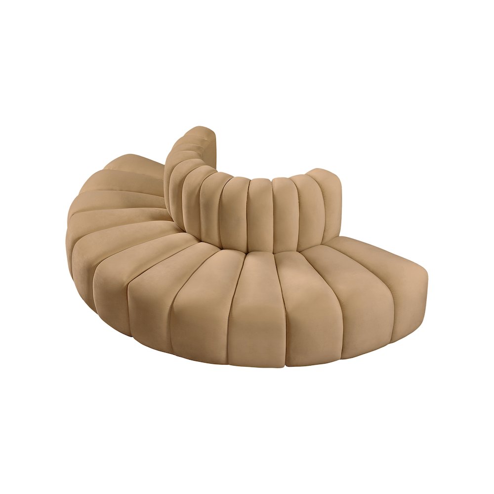 Arc Camel Velvet Modular Sofa. Picture 5