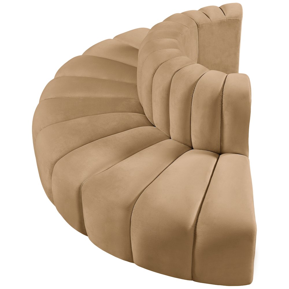 Arc Camel Velvet Modular Sofa. Picture 6