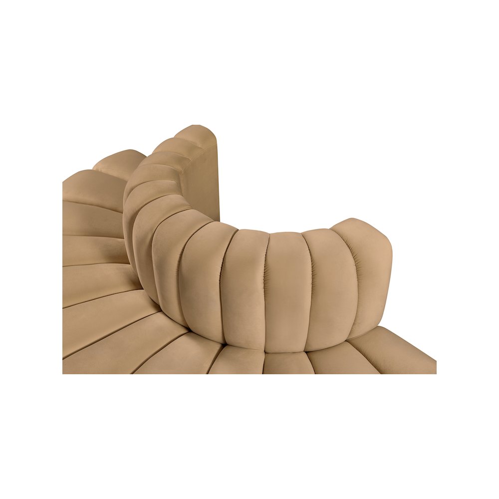 Arc Camel Velvet Modular Sofa. Picture 7