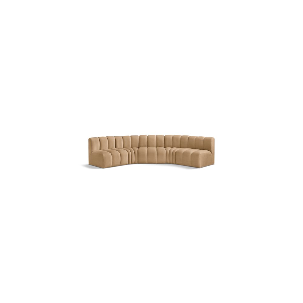 Arc Camel Velvet Modular Sofa. Picture 1