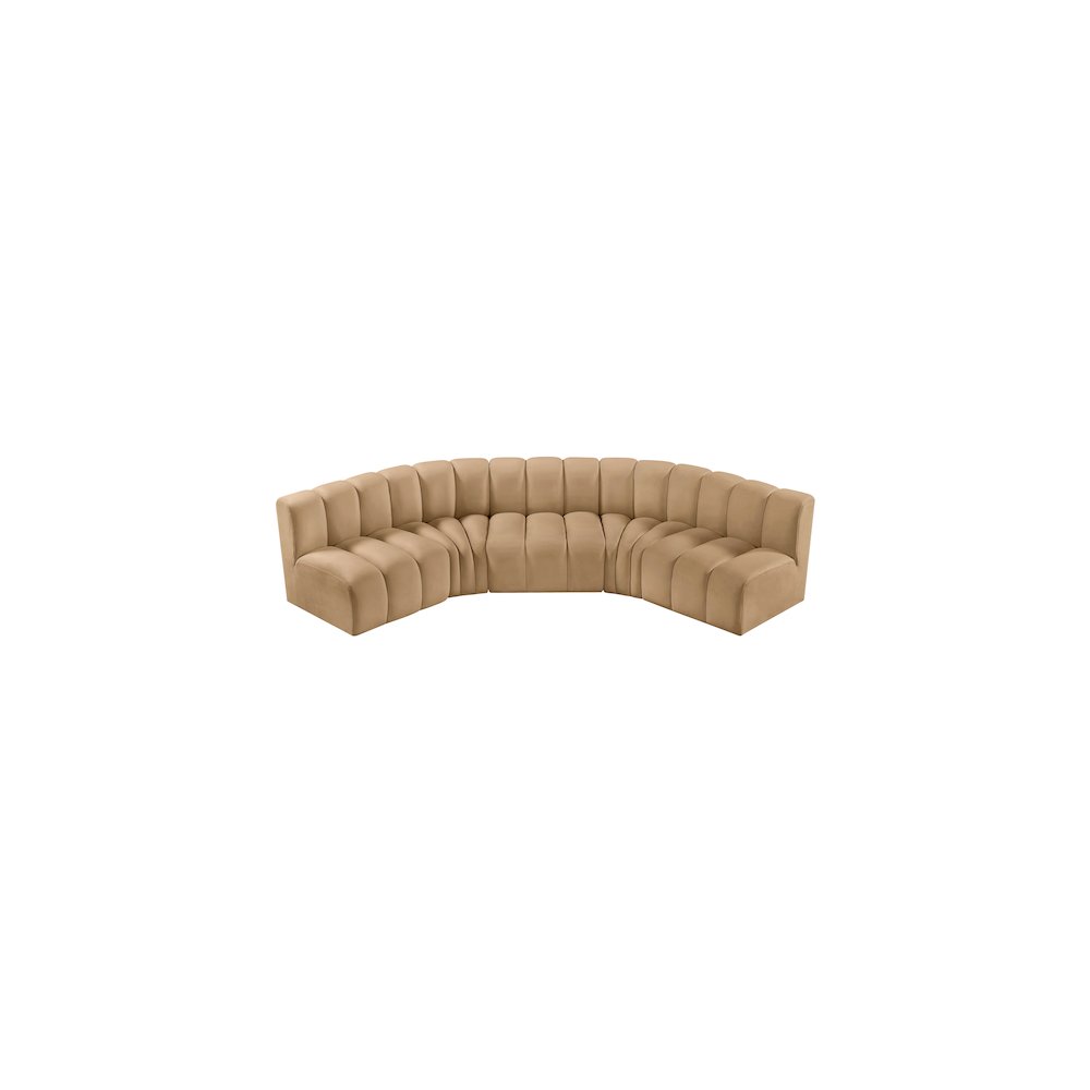 Arc Camel Velvet Modular Sofa. Picture 4