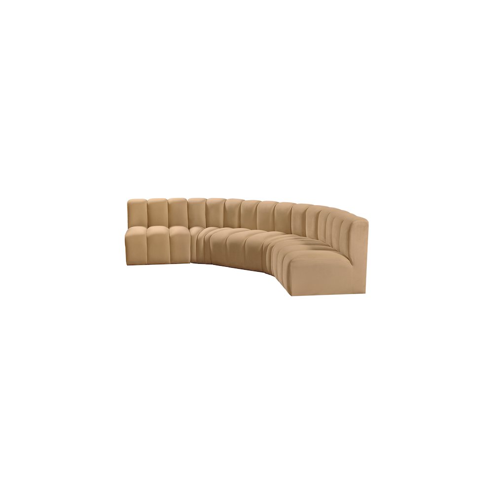 Arc Camel Velvet Modular Sofa. Picture 6