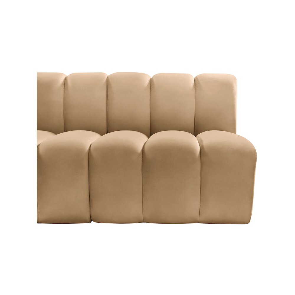 Arc Camel Velvet Modular Sofa. Picture 8