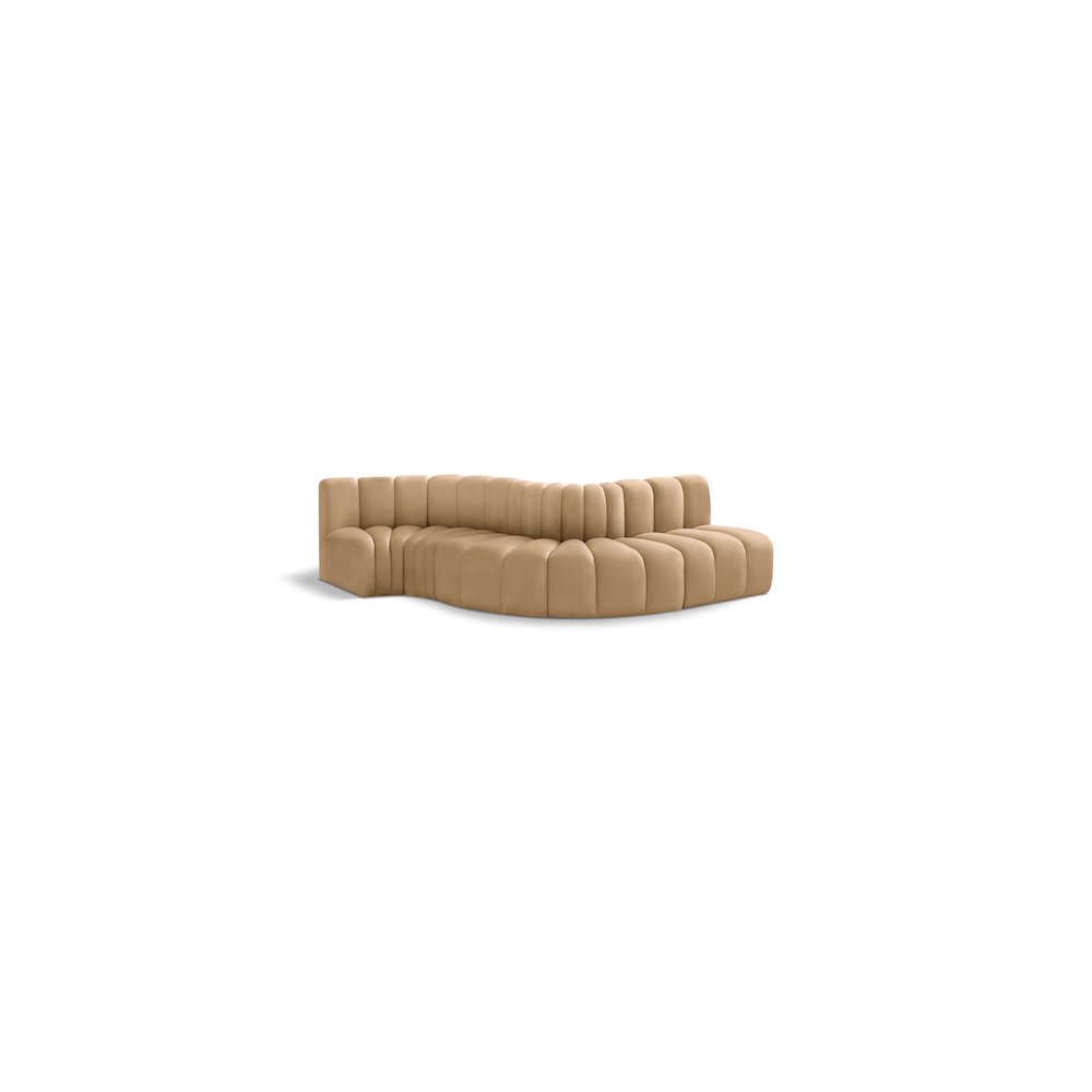 Arc Camel Velvet Modular Sofa. Picture 1