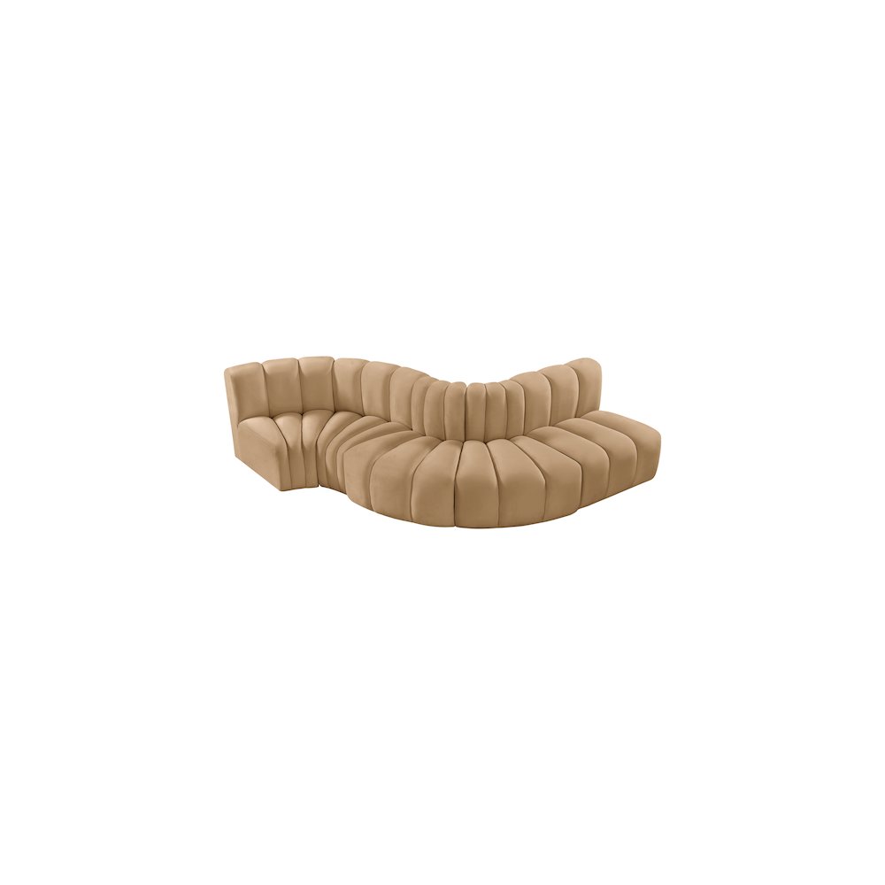 Arc Camel Velvet Modular Sofa. Picture 4