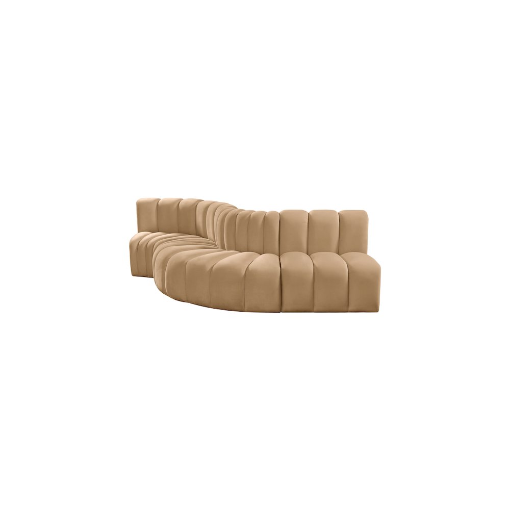 Arc Camel Velvet Modular Sofa. Picture 6