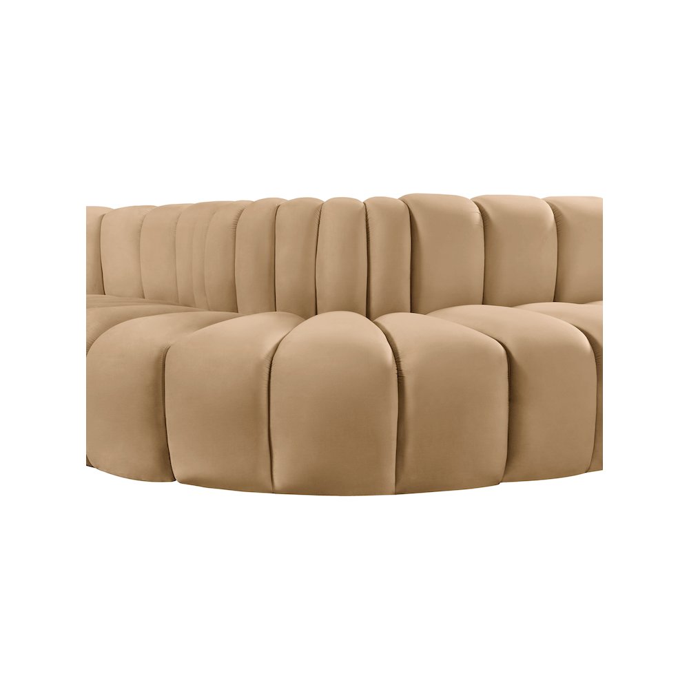 Arc Camel Velvet Modular Sofa. Picture 9