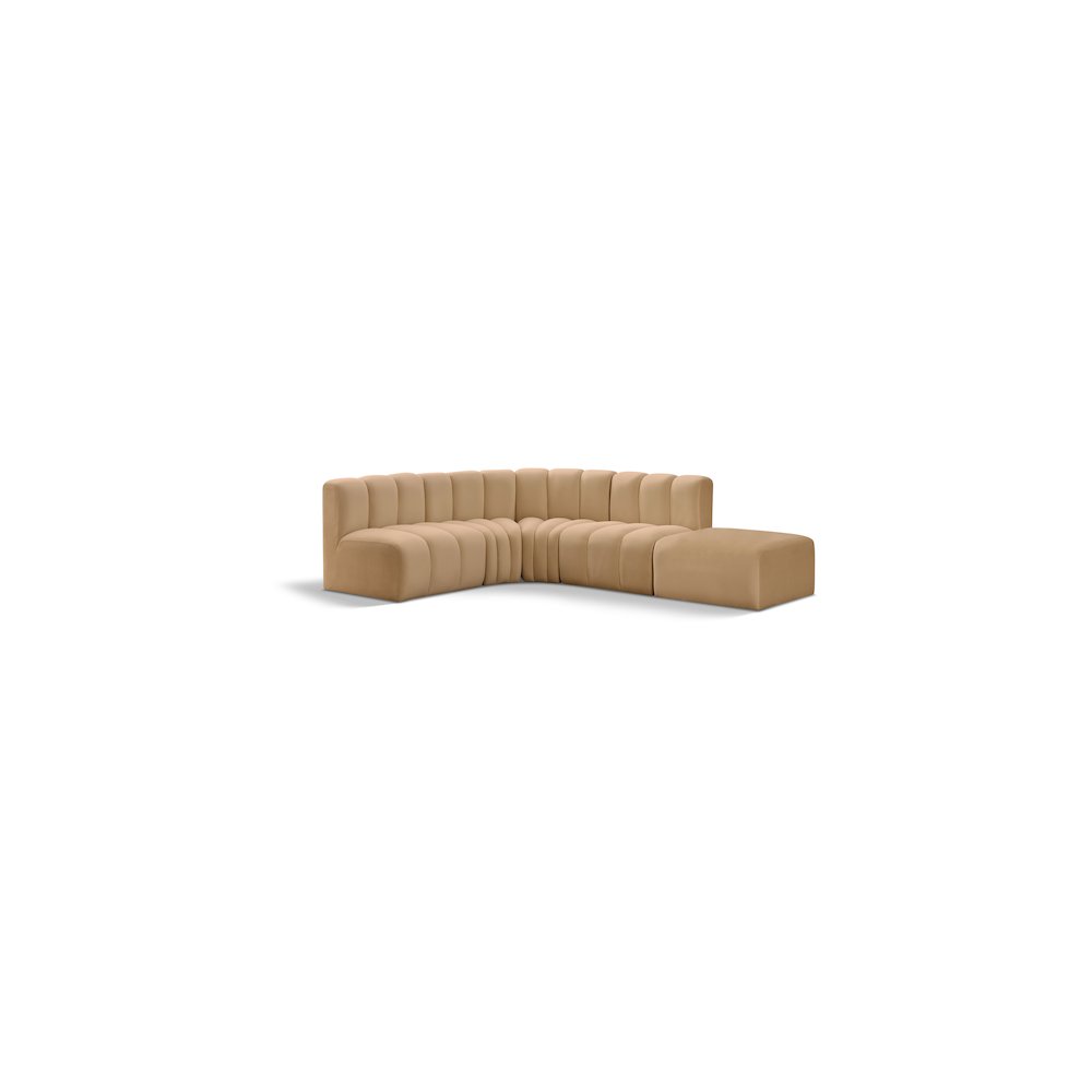 Arc Camel Velvet Modular Sofa. Picture 1
