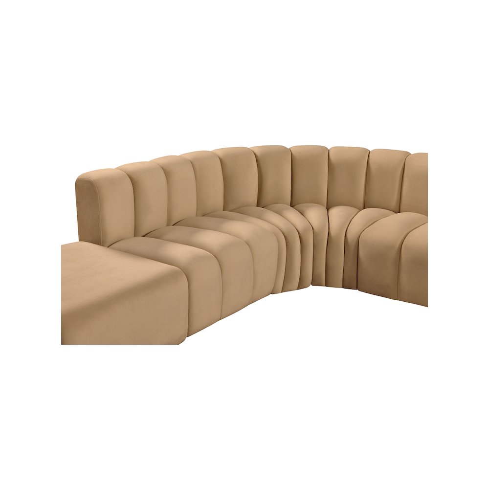 Arc Camel Velvet Modular Sofa. Picture 13