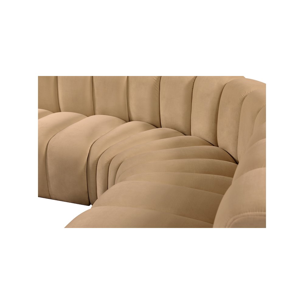 Arc Camel Velvet Modular Sofa. Picture 15