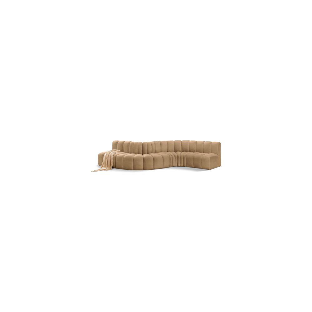 Arc Camel Velvet Modular Sofa. Picture 1
