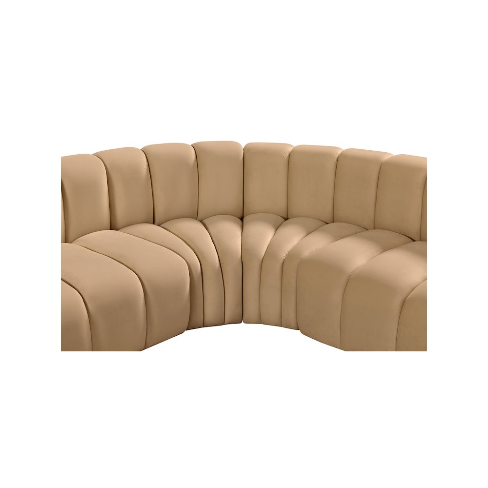 Arc Camel Velvet Modular Sofa. Picture 10
