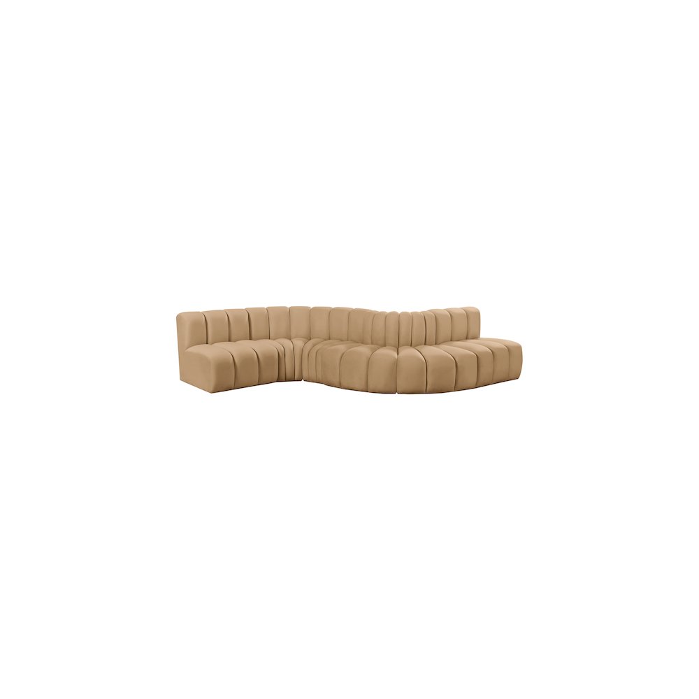 Arc Camel Velvet Modular Sofa. Picture 5
