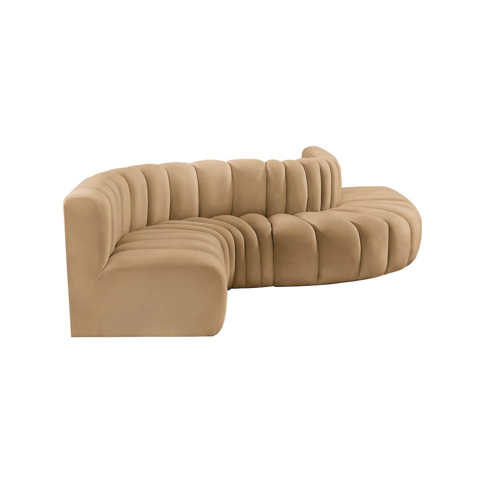 Arc Camel Velvet Modular Sofa. Picture 6