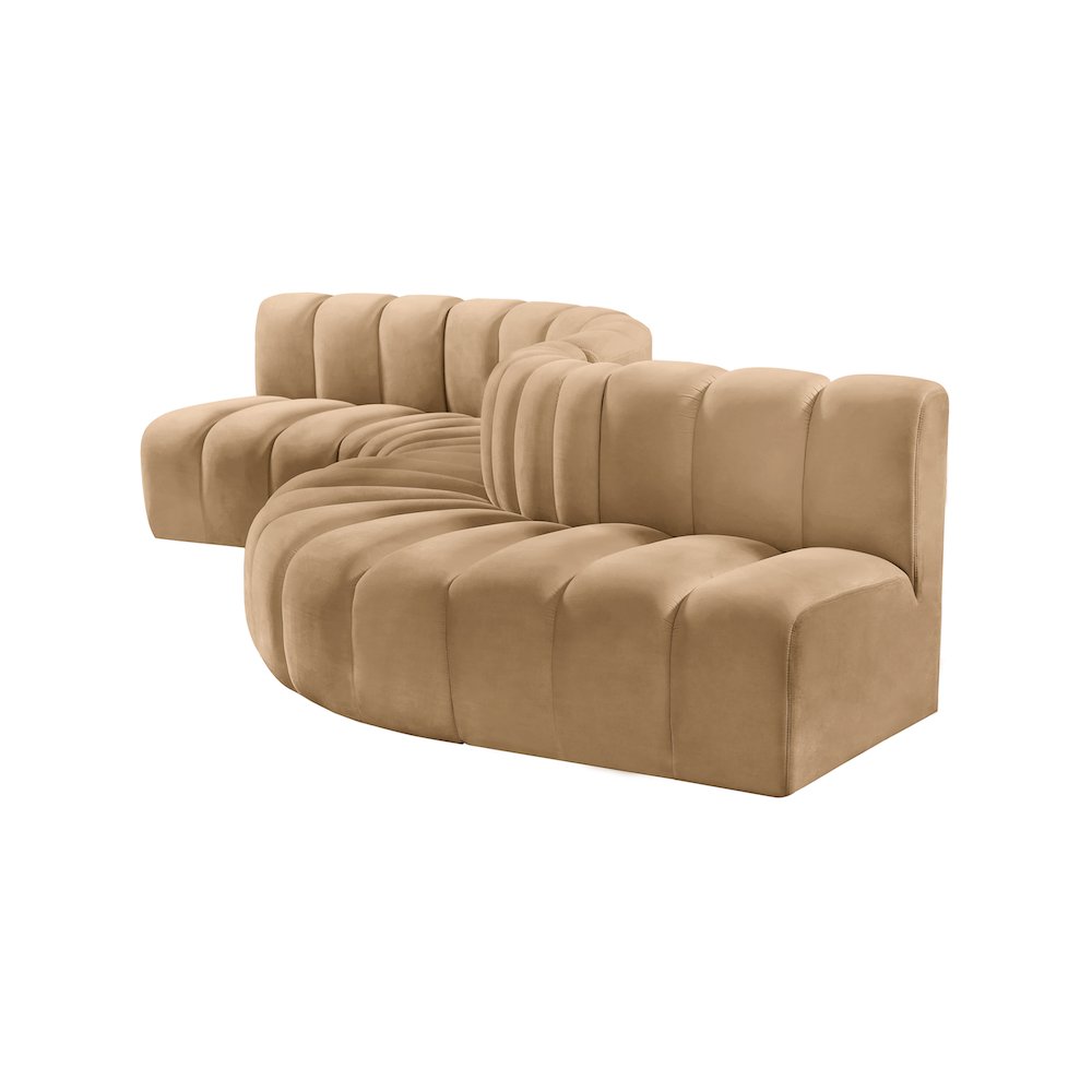Arc Camel Velvet Modular Sofa. Picture 7