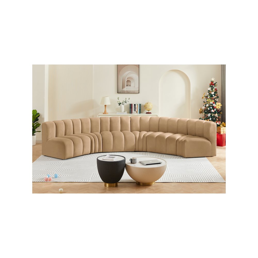 Arc Camel Velvet Modular Sofa. Picture 2