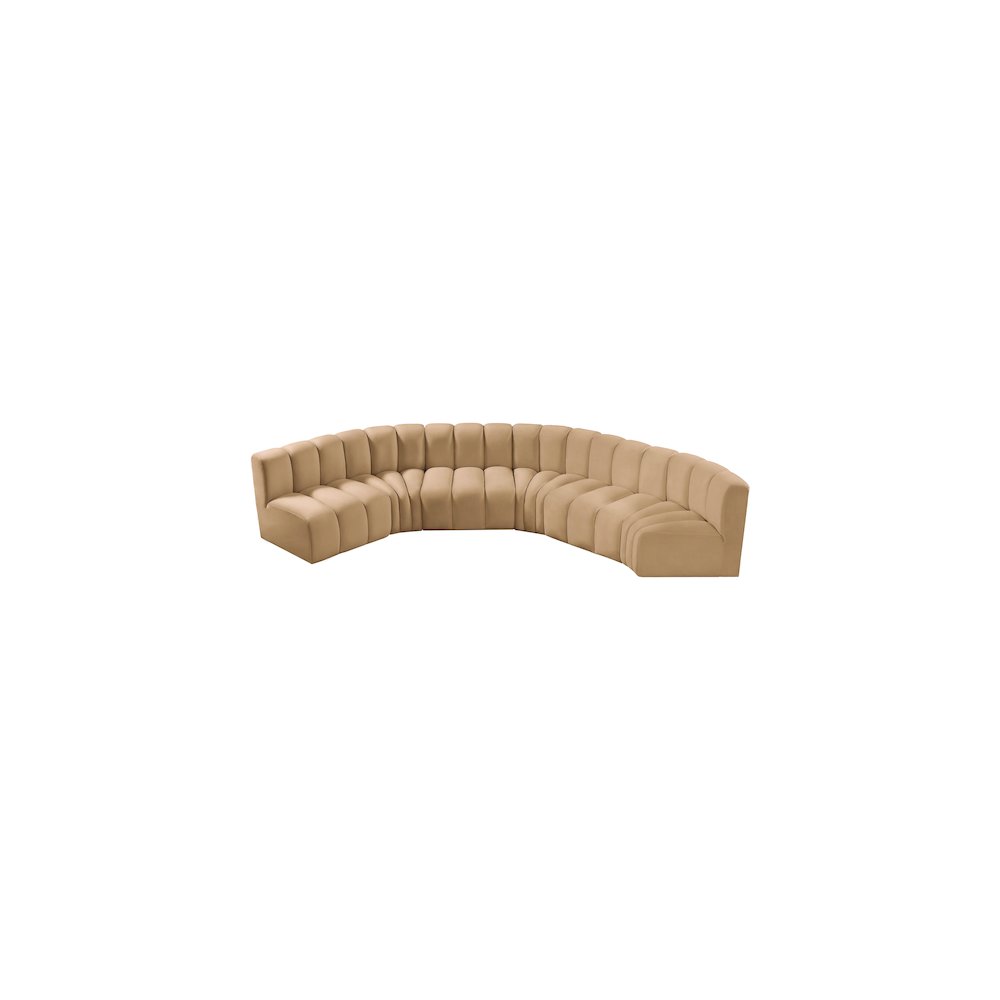 Arc Camel Velvet Modular Sofa. Picture 4