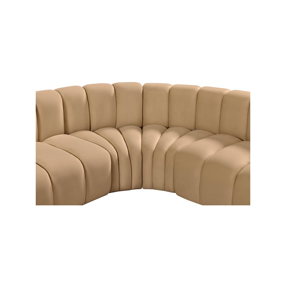 Arc Camel Velvet Modular Sofa. Picture 12