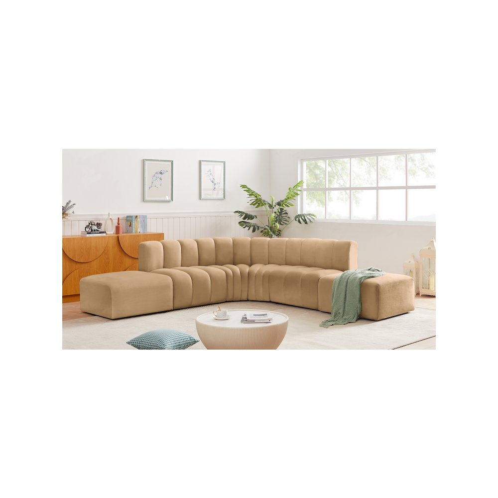 Arc Camel Velvet Modular Sofa. Picture 2