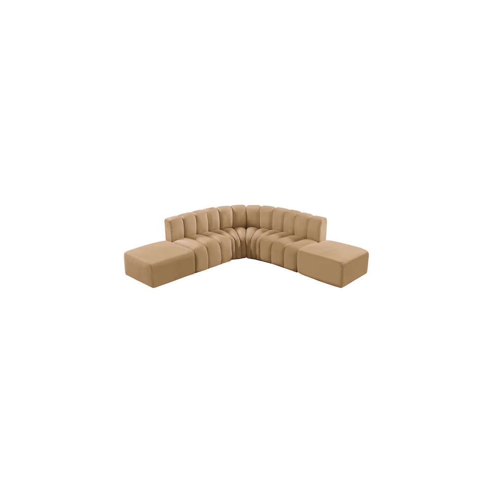 Arc Camel Velvet Modular Sofa. Picture 4