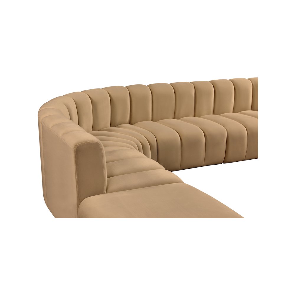 Arc Camel Velvet Modular Sofa. Picture 8