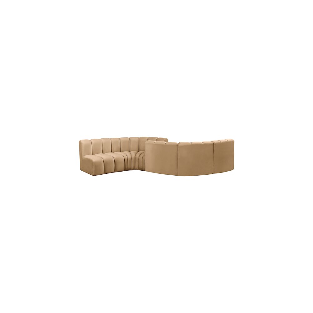 Arc Camel Velvet Modular Sofa. Picture 3