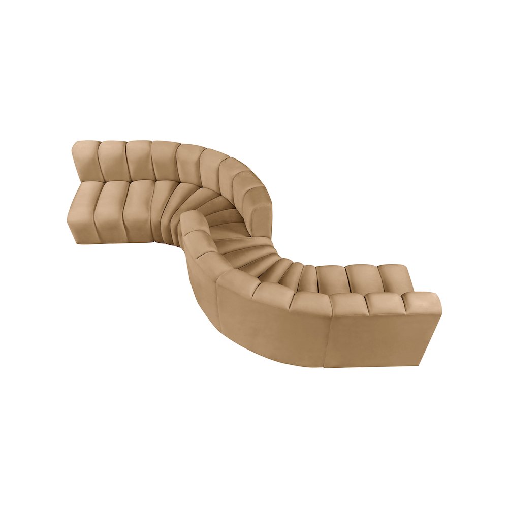 Arc Camel Velvet Modular Sofa. Picture 4