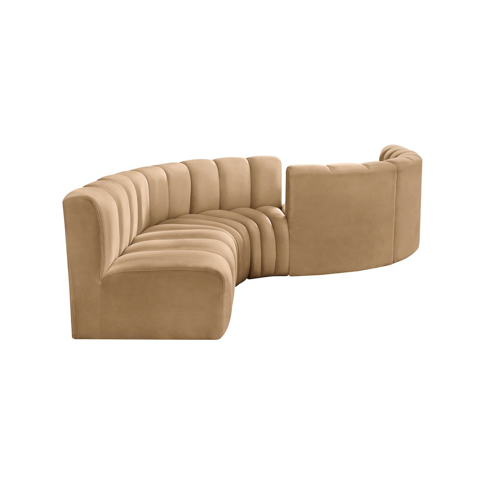 Arc Camel Velvet Modular Sofa. Picture 5