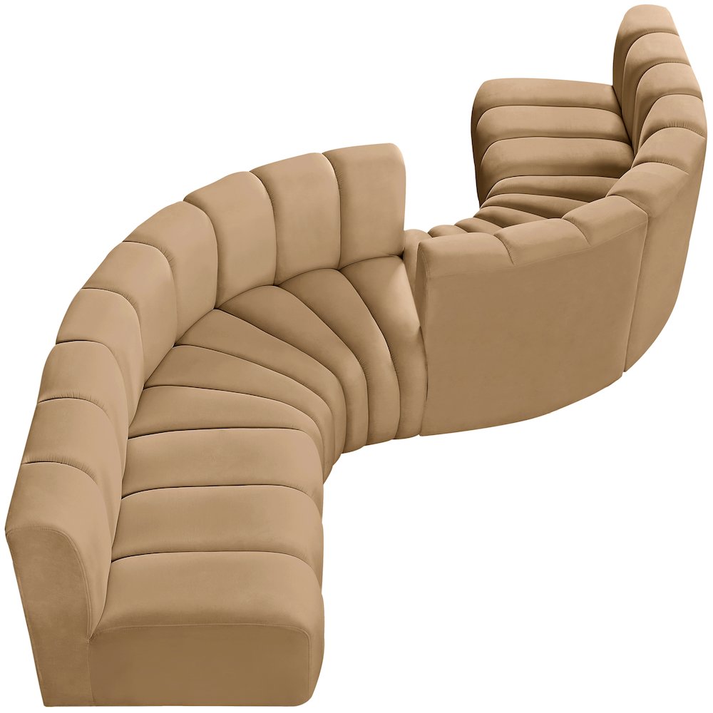Arc Camel Velvet Modular Sofa. Picture 6
