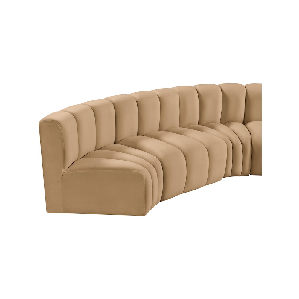 Arc Camel Velvet Modular Sofa. Picture 7